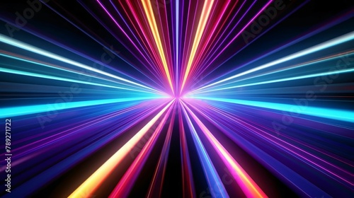 abstract colorful rays on a black background, computer generated abstract background