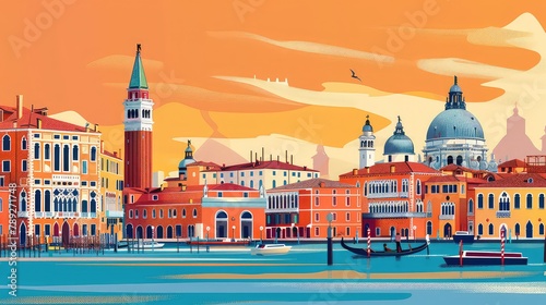 Illustration of Venice, Generative AI 