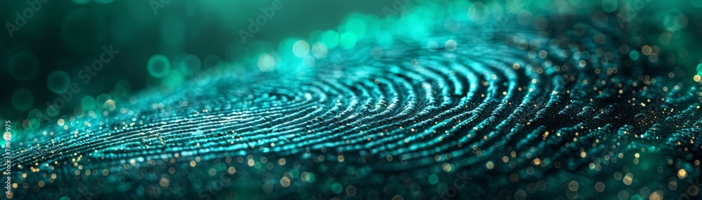 A glowing blue fingerprint. A glowing blue fingerprint.