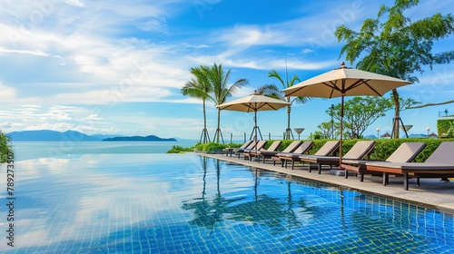 swimming pool on the edge of the beach with a luxurious feel