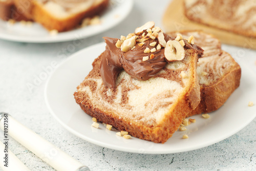 Wallpaper Mural A piece of marble biscuit with chocolate cream and nuts Torontodigital.ca