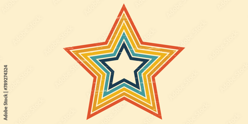 Abstract star background of rainbow groovy Wavy Lines design in 1970s Hippie Retro style. Vector pattern ready to use for cloth, textile, wrap and other. Abstract star background of rainbow groovy Wavy Lines design in 1970s Hippie Retro style. Vector pattern ready to use for cloth, textile, wrap and other.