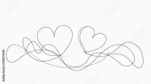 Two hearts in continuous line drawing romanticism