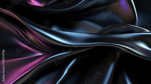 Luxury black wavy fabric. 3d rendering, 3d illustration.