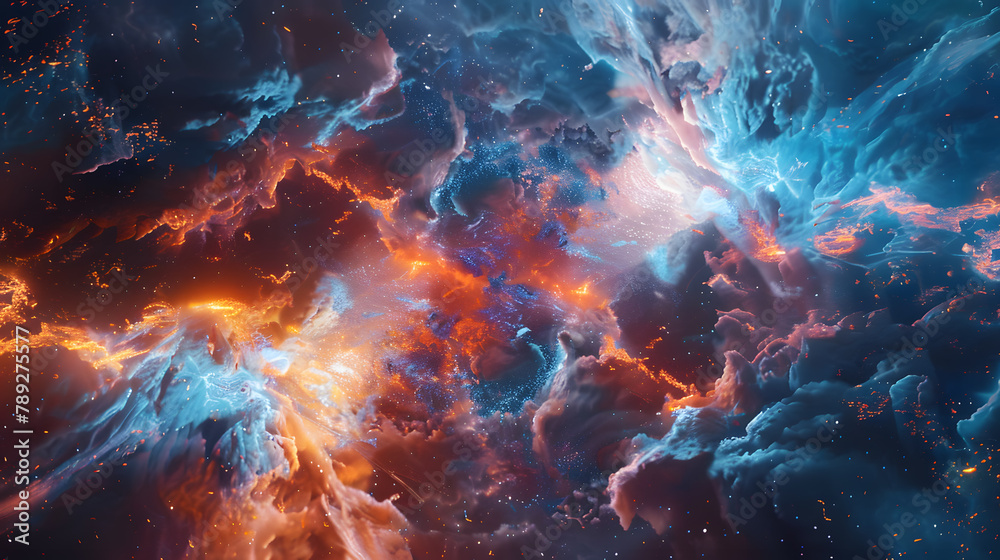 Cosmic Symphony Of Elemental Forces, Where Fire And Ice Collide In A Cacophony Of Creation And Destruction, Forging The Building Blocks Of The Universe