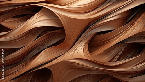 3d rendering of abstract brown wavy background with some smooth lines in it