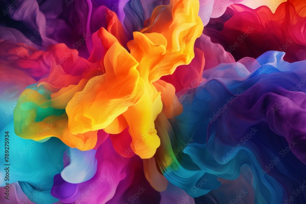 Abstract background with multicolored paint splashes on a white background