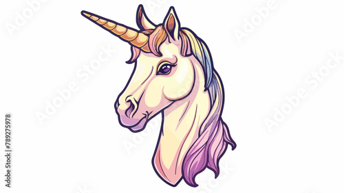 Vector Cute Magical Unicorn Head Isolated on White background