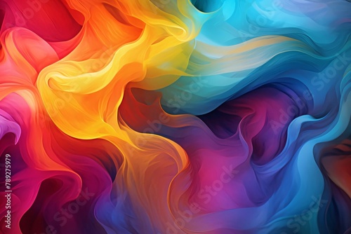 Abstract colorful background. Psychedelic texture of brush strokes of colored paint