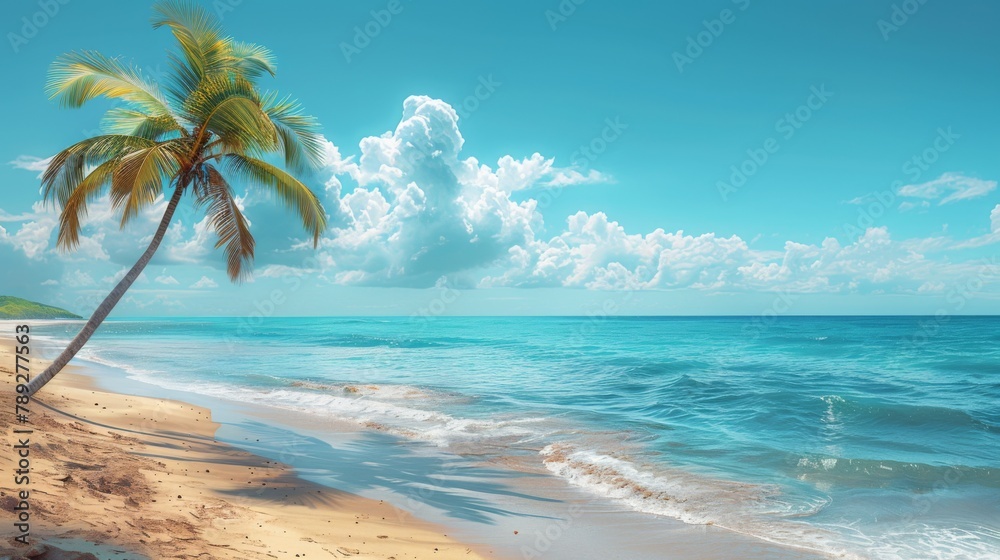 Palm Tree Painting on Beach