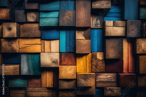 Colorful wooden blocks background. Close-up of wooden blocks.