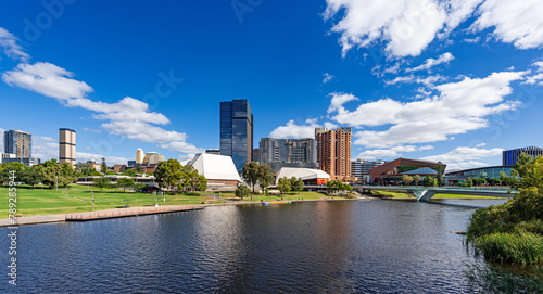 Adelaide city on the banks of the River Torrens. Adelaide. South Australia. photo