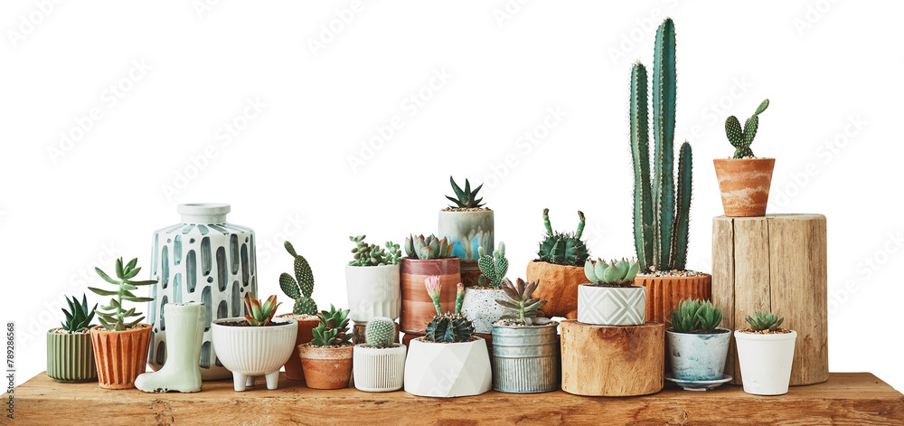 Rustic shelf png mockup with mixed cacti and succulents Rustic shelf png mockup with mixed cacti and succulents