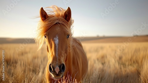 Majestic and elegant horse gracefully galloping freely in a vast and open meadow © Ilja