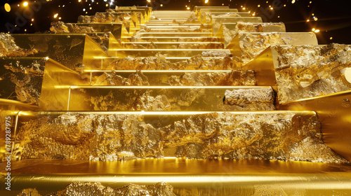 Stairs made of glittering gold - way to money and success
