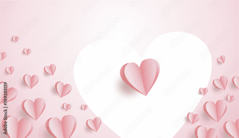 3D romantic background with pink artpaper style flying hearts decoration. Perfect template for women's day, mother's day, valentine's day, thanksgiving, and birthday greeting card design. 3D romantic background with pink artpaper style flying hearts decoration. Perfect template for women's day, mother's day, valentine's day, thanksgiving, and birthday greeting card design.