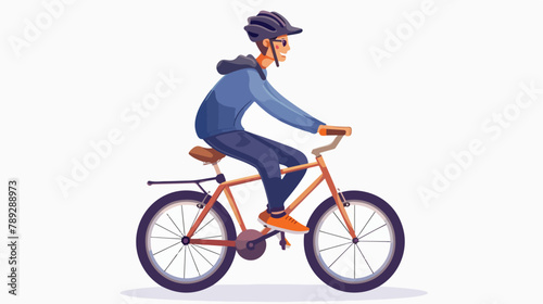 Young man riding bike avatar character Vector illustration