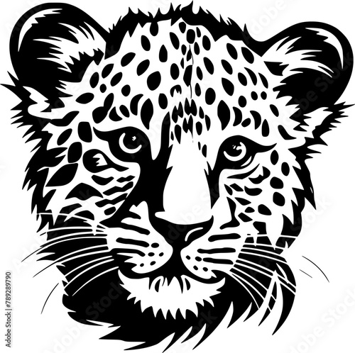 Leopard Baby | Black and White Vector illustration