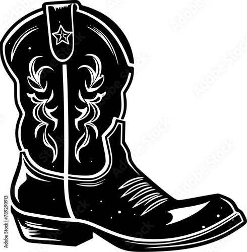 Cowboy Boot | Minimalist and Simple Silhouette - Vector illustration