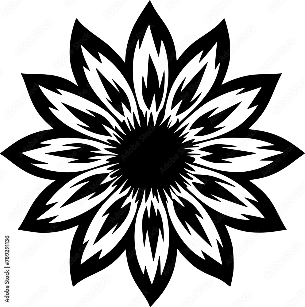 Fototapeta premium Sunflower - Black and White Isolated Icon - Vector illustration