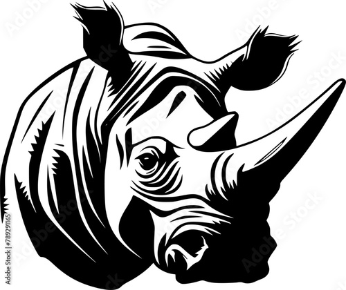 Rhinoceros | Black and White Vector illustration