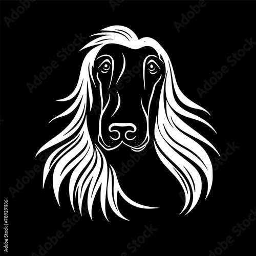 Afghan Hound - Black and White Isolated Icon - Vector illustration