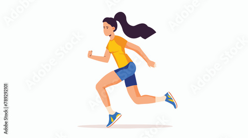 Young healthy and fit woman doing sport flat vector illustration
