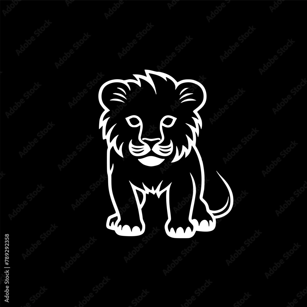 Fototapeta premium Lion Baby | Minimalist and Simple Silhouette - Vector illustration