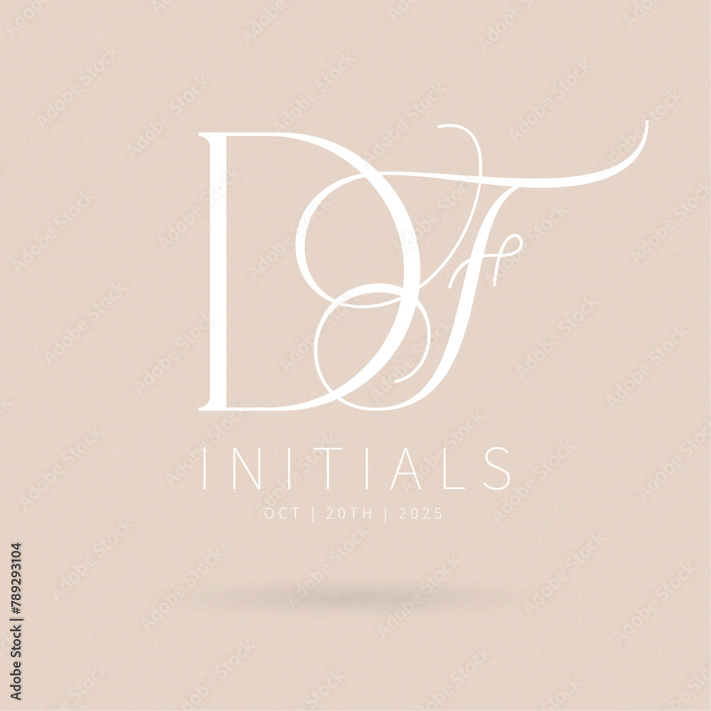 DF Typography Initial Letter Brand Logo, DF brand logo, DF monogram wedding logo, abstract logo design