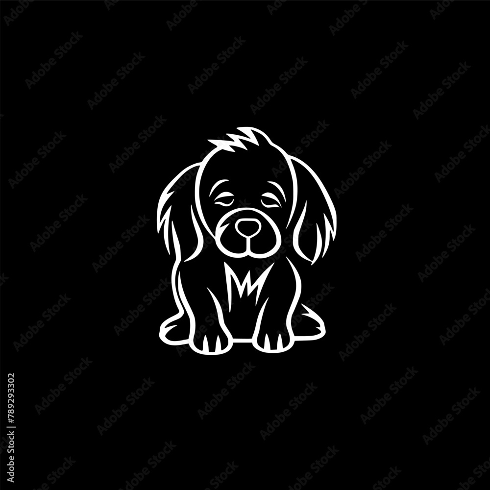 Puppy - Black and White Isolated Icon - Vector illustration Puppy - Black and White Isolated Icon - Vector illustration