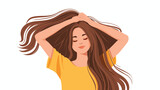 Young teenage female showing off her hair flat vector