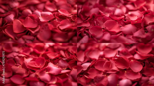 Soft-focus rose petals arranged in a circular pattern, creating a dreamy and romantic background perfect for celebrating Valentine's Day.
