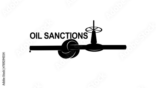 Oil sanctions, black isolated silhouette 