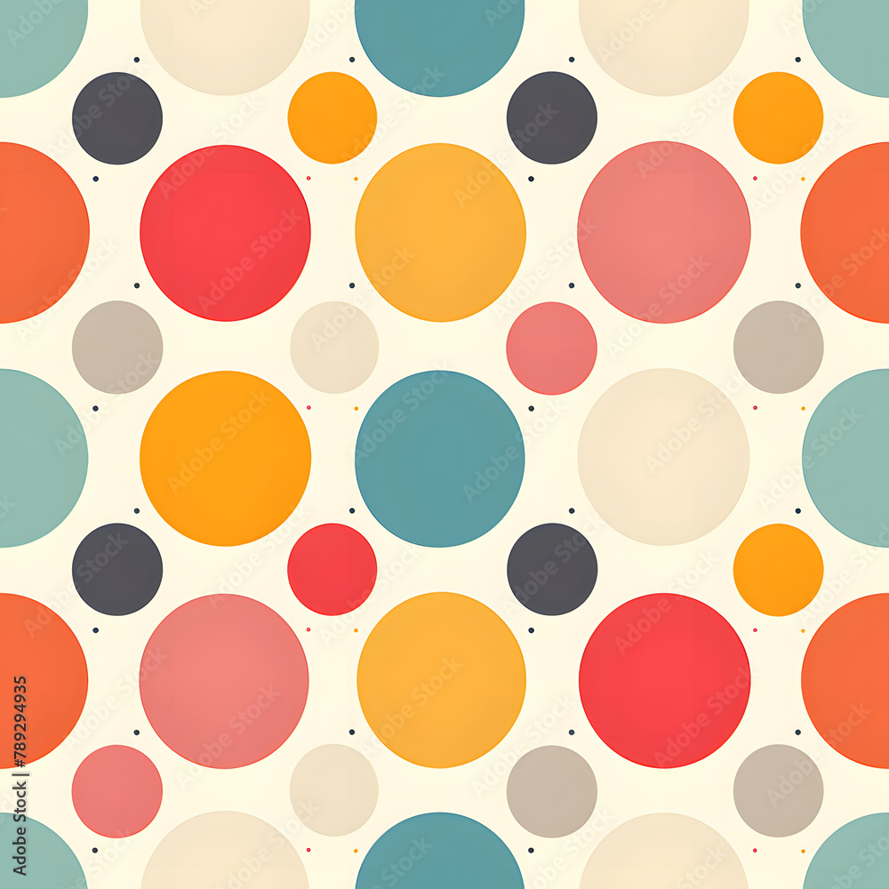 Polka Dot Background Seamless Pattern with Pastel Colors, Modern Design for Circular Tiles and Colorful Wallpaper, Playful Retro Circle Wallpaper, Bright and Colorful Circle Geometric shape. Polka Dot Background Seamless Pattern with Pastel Colors, Modern Design for Circular Tiles and Colorful Wallpaper, Playful Retro Circle Wallpaper, Bright and Colorful Circle Geometric shape.