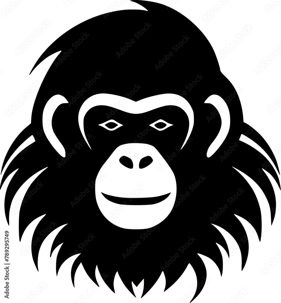 Fototapeta premium Monkey | Black and White Vector illustration