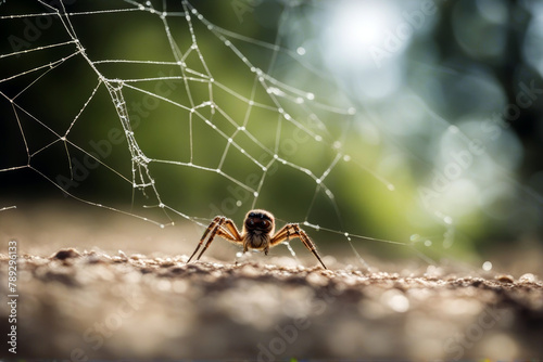 Netz Spinne einer trap nasty creepy silk fear horror fog spinning tarantula grating background web nightmare cyberspace thread insect geometrical complex macro