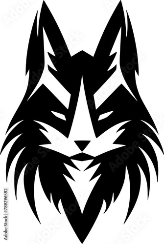 Fox - Black and White Isolated Icon - Vector illustration