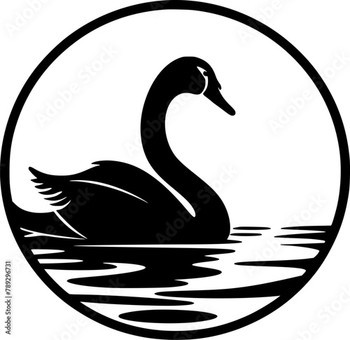 Swan - Black and White Isolated Icon - Vector illustration