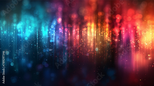 Futuristic abstract background, colorful bright neon rays and glowing lines. Bokeh effect. AI generative