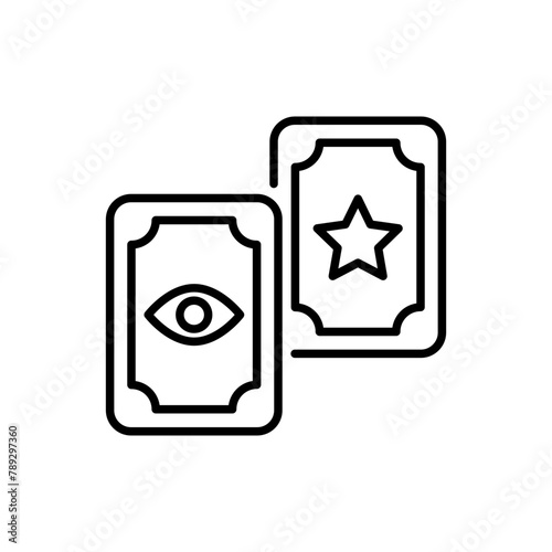 Tarot card outline icons, minimalist vector illustration ,simple transparent graphic element .Isolated on white background