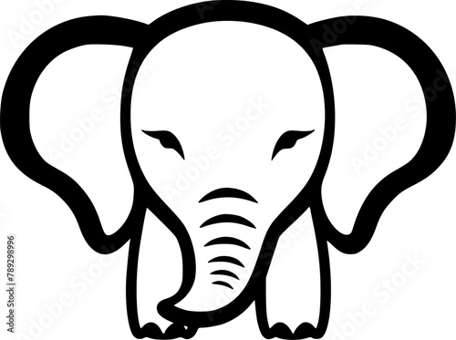 Elephant - Black and White Isolated Icon - Vector illustration