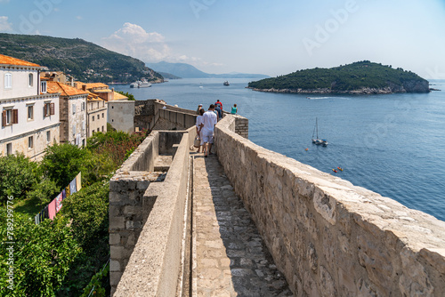 Dubrovnik City Walls overlooking Adriatic Sea, Croatia © Wirestock