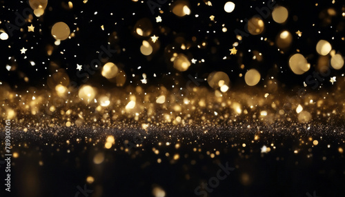 glowing background overlay confetti Golden magic background dust effect light particles Christmas photo black shining gold texture glistering design blur