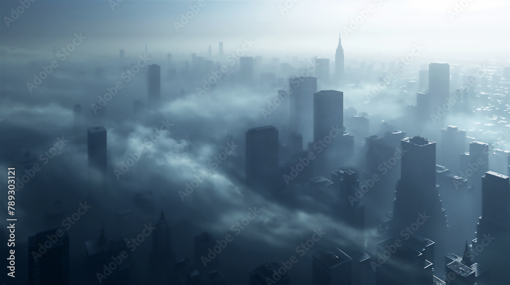 Smog filled city representing the effects of climate change