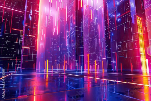 Futuristic 3D cityscape with abstract architecture