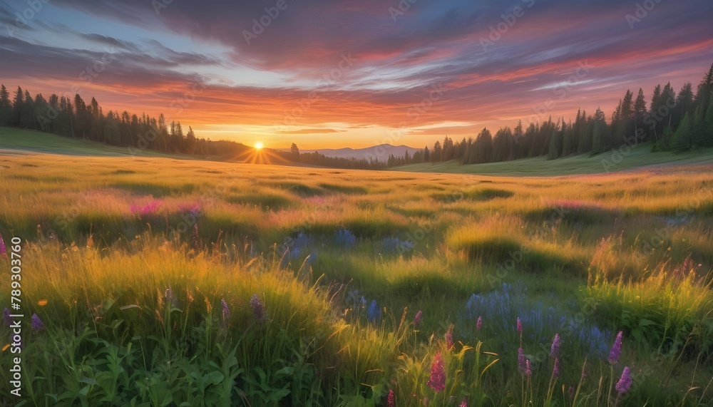 Picture-A-Meadow-At-Sunrise-Where-The-Grass-Is-No-