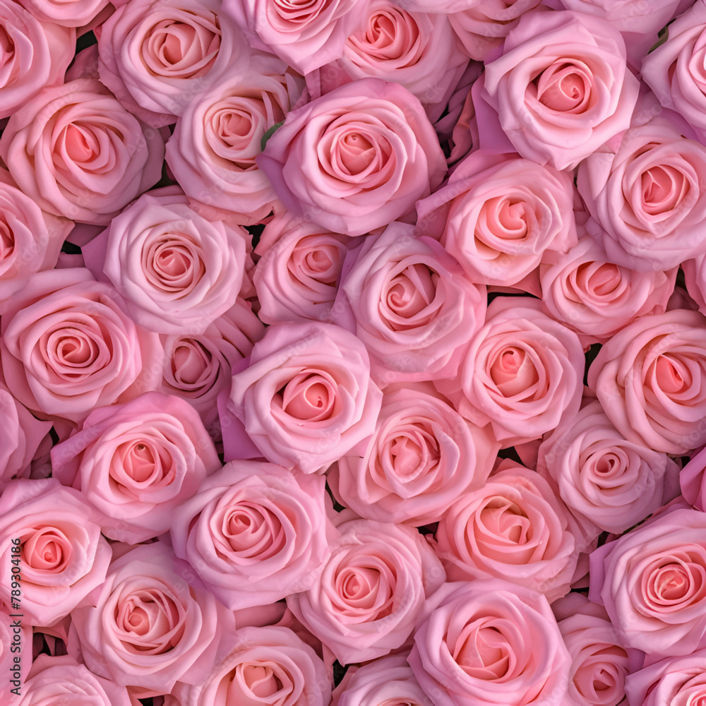 Seamless pattern of pink roses. Texture of pink roses.