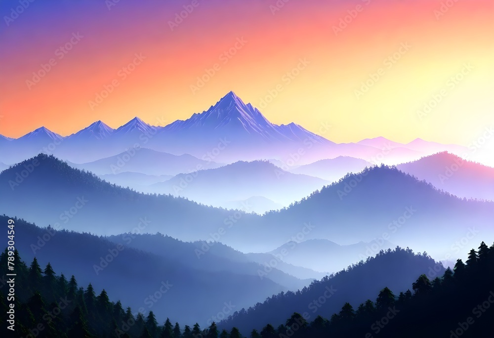 Pixel Art Invigorating Morning Sunrise Over A Mist (3)