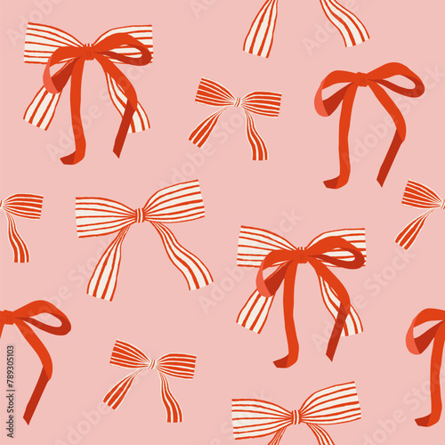 Seamless pattern with bow ribbons.
