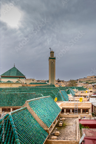 Fez, Morocco - March 18, 2024: Al-Attarine Madrasa, Fez medina, Morocco. It was built by the Marinid sultan Uthman II Abu Said in 1323-5.